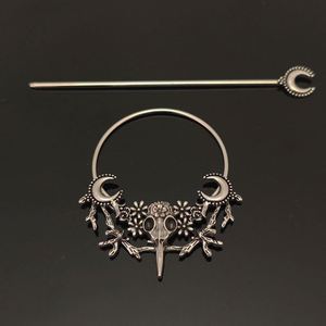 Retro Viking Crescent Moon Imitation Gemstone Unique Witch Accessory Beautiful Scandinavian Norwegian Style Hairpin Hair Stick - Product Image 4