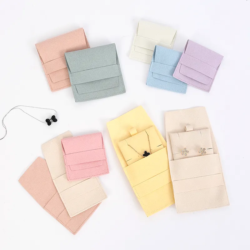 Tùy Chỉnh In Sợi Nhỏ Nhung Đồ Trang Sức Pouch Túi Quà Tặng Vòng Cổ Bông Tai Vòng Tay Phong Bì Đồ Trang Sức Bao Bì Túi Cho Đồ Trang Sức