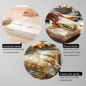 แผ่นพลาสติกใสสำหรับห่ออาหาร Deli & Bakery Wrap 1000 แผ่น แบบพับสำเร็จรูป สำหรับแซนวิชและขนม - Product Image 3