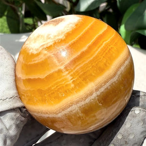 8-8.5cm Yellow Iceland <b>Crystal</b> <b>Sphere</b> Gemstone Gift Real Healing <b>Crystals</b> Stones Gemstone Honey Yellow Calcite <b>Sphere</b> - Product Image 5