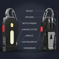 Linterna de Llavero Multifuncional de 400LM, Mini Linterna COB Recargable Tipo-C, Herramienta de Supervivencia con 6 Modos para Emergencias y Camping