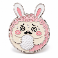 Marqueur de balle de golf en émail souple personnalisé, motif gâteau de lune chinois de dessin animé, avec clip magnétique pour chapeau, accessoire de golf, cadeau, vente en gros