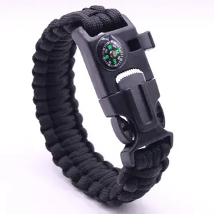 5 in 1 Outdoor Paracord Survival Bracelet with Embedded Compass Fire Starter