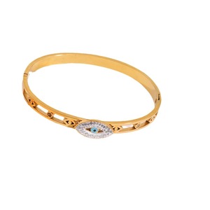 Nuovo Bracciale Geometrico in Acciaio al Titanio Placcato Oro 18K, Non Sbiadisce, con Zirconi Vintage, per Fidanzamento - Product Image 5