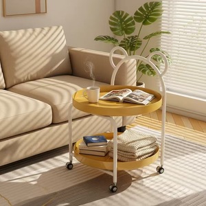 Table d'appoint roulante à 2 niveaux en forme d'ours, table d'appoint mobile avec roulettes pour salon, chambre à coucher - Product Image 2