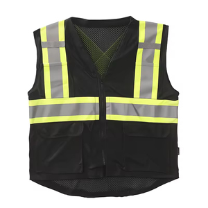 Wholesale ANSI Class 2 Back Cross Safety Vest Fabric <strong>Hi</strong> <strong>Viz</strong> Security Vest Mesh Black Tool Vest with logo for the Night - Product Image 5
