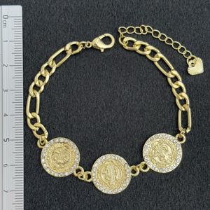 Ingrosso gioielli in rame 14k placcato in oro vendita calda ovale zircone vergine maria religioso Figaro braccialetti Pulsera Cristiana - Product Image 5