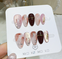 10 pièces de faux ongles de luxe à presser, qualité salon, ongles artificiels 3D, nail art, faux ongles réutilisables pour femmes