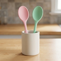 Armrouns Lot de 2 cuillères mélangeuses en silicone, 27,4 cm, grandes, résistantes à la chaleur, antiadhésives, sans BPA, compatibles lave-vaisselle, vert rose, pour la cuisine