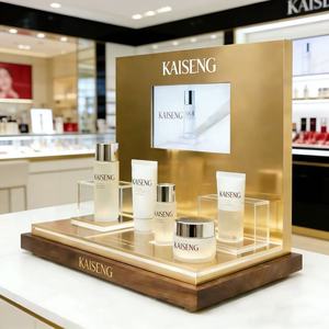 カスタマイズ可能な<span class=keywords><strong>DIY</strong></span>広告用化粧品カウンターディスプレイスタンド、L字型アクリル天板、フェイスクリーム化粧品ディスプレイLCD付き - Product Image 6