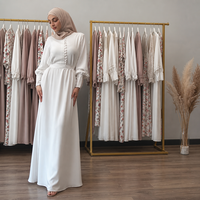 Robe Abaya longue de couleur unie à col rond pour femmes, style Moyen-Orient Dubaï