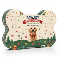 Kotak Kalender Advents Hewan Peliharaan dari Karton Cetak Khusus 24 Hari, Kemasan Hadiah Natal untuk Camilan dan Mainan Anjing