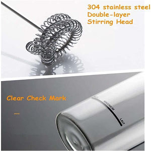 Moussoir à lait en <span class=keywords><strong>acier</strong></span> inoxydable de qualité alimentaire, pot en verre, mélangeur à main - Product Image 3