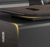 Scrivania Direzionale Moderna da 71 a 126 Pollici di Larghezza con Gestione Cavi, Cassetti Bloccabili, Illuminazione a LED e Pannello Privacy