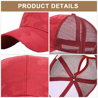 Czelrine Logo personnalisé couronne haute couronne profonde mousse 6 panneaux queue de cheval en détresse dos en maille vert néon jaune rose couleurs chapeau de camionneur