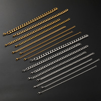 Bracelet chaîne cubaine en acier inoxydable poli à bord plat pour hommes et femmes, accessoires streetwear anti-ternissement, vente en gros