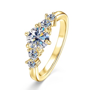แหวนเพชร 5 เม็ดทรงกลม 1 กะรัต VVS GRA มอยส์ซาไนต์ ประดับทอง 14K แบบคลาสสิก สำหรับผู้หญิง - Product Image 5