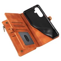 Dompet Kulit PU untuk Samsung S23 FE, 9 Slot Kartu + Kantong Koin Ber-resleting, Penyangga, Pemblokir RFID, 360 °   Perlindungan