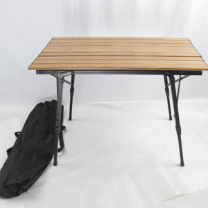 Table de cuisine pliable en bois massif et aluminium, design moderne, réglable en hauteur, pour le camping, les pique-niques, durable - Product Image 1
