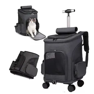 Arabası evcil hayvan taşıyıcı örgü havalandırma pencere araba koltuk çıkarılabilir tekerlekli haddeleme kedi taşıyıcı sırt çantası köpekler kediler yavru için