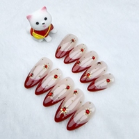 Ongles artificiels faits à la main 100%, ongles portables français rouges, ongles à presser réutilisables de haute qualité