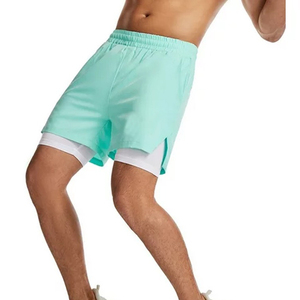 Pantalones Cortos Deportivos de Doble Capa Verde Menta, de Secado Rápido, Elásticos y Transpirables, 2 en 1, para Correr, Gimnasio, Entrenamiento, con Bolsillo Interior para Teléfono, para Adultos y Atletas - Product Image 5