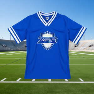 Camiseta de Fútbol Americano Zeta Phi Beta Azul Rey con Cuello en V, Logotipo Bordado, Mangas a Rayas, Talla y Color Personalizables - Product Image 2