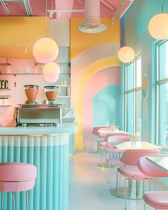 Design d'intérieur personnalisé tendance pour les magasins de yaourt et de crème glacée, <span class=keywords><strong>vitrine</strong></span> de magasin de rue, mobilier <span class=keywords><strong>LED</strong></span> pour la décoration de magasins de crème glacée rose - Product Image 5