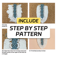 Kit de macramé de tapisserie de feuille tissée à la main avec tutoriel pour les débutants