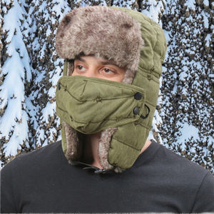 Chapeau d'hiver de type aviateur pour la chasse, avec masque et protège-oreilles amovibles, marque privée 2025, pour temps froid - Product Image 3