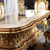 Ensemble de table et de chaises de salle à manger en bois de style baroque royal, ensemble de table à manger classique luxueux 8 places
