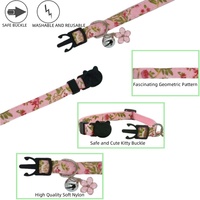 Nouveau collier pour chat en polyester floral réglable avec clochette, accessoire mignon et tendance pour animaux de compagnie