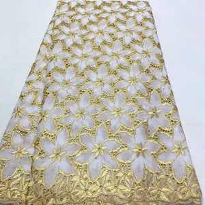 Nouveau design moins cher Lafaya broderie africaine coton dentelle tissu pour la fabrication de tissu sénégal dentelle Voile tissu 100 coton Sg élastique