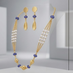 Zyvory Fancy 925 Silver <b>Italian</b> Mala Necklace Set Beaded Chain Jewelry with Earrings for Women Wedding <b>Gift</b> Party Wear - Product Image 2