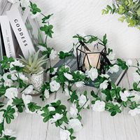 Guirlande de fleurs artificielles, fausses roses blanches, fleurs en soie, à suspendre en extérieur pour arche de mariage, décoration murale de la maison, décoration de pièce