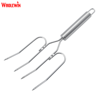 Fourchettes de levage pour dinde en acier inoxydable, robustes, pour le barbecue et la cuisson en extérieur