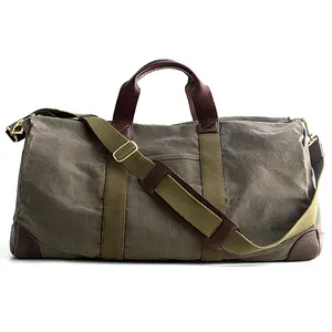 Custom Vintage Large Capacity Men's Weekend Bags Duffel Bag Waterproof Canvas Travel Gym Bag for Outdoor Activities