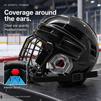 Casque de hockey sur glace, construction en plastique durable et légère, logo personnalisé disponible pour les distributeurs mondiaux, approvisionnement en gros