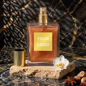 HKH Brillo Corporal Líquido Vegano Ecológico, Resistente al Agua y de Larga Duración, Aceite Brillante Duocromo en Spray, Botella con Logotipo Personalizado, Bronce - Product Image 1