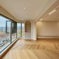 Plancher en bois d'ingénierie à couche supérieure en bois véritable, parquet massif composite en chêne européen à trois couches, motif chevrons