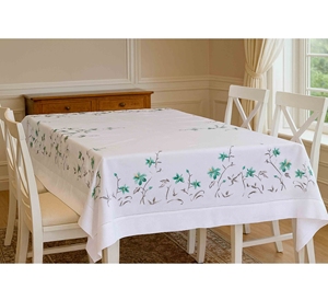 Mantel de Lino con Diseño de Enredadera de Jazmín |   Mantel de Lino 100% de Alta Calidad, Lavable y Sostenible, OEM - Product Image 1