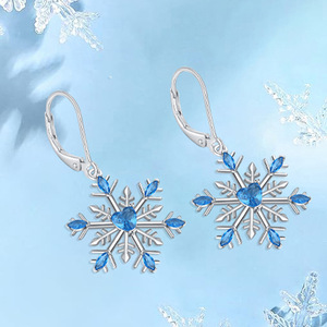 2025 Navidad 925 Plata de Ley Corazón Azul copo de nieve pendientes colgantes Europeo Americano de lujo de gama alta fiestas de moda - Product Image 3