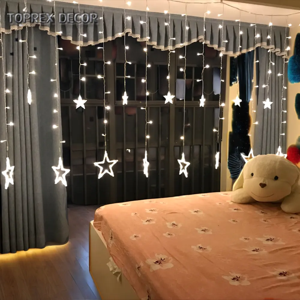 Beautiful LED Star Curtain Lights Outdoor Use High PVC Romantic Ramadan Wedding Indian House Decor Made China USA Supplies