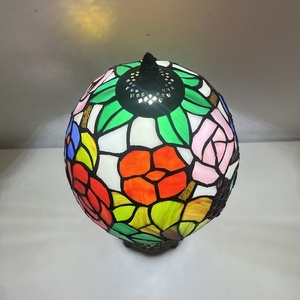 LongHuiJing 8Inch Tiffany Stained Glass Rose Flower Lampshade Pastoral Style Reading Lamps Home <b>Decoration</b> Home Table Lamp - Product Image 3