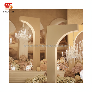 Support en fer de mariage lisse Double usage étagères égarées lustres suspendus support en arc de fond en métal blanc décoration d'événement - Product Image 1