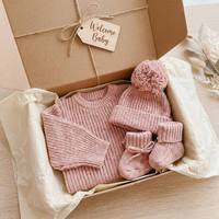 Combinaison en tricot pour bébé garçon et fille, couleur unie, avec logo personnalisé, 100% coton, pour l'hiver, nouveau-né