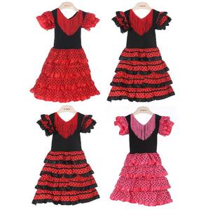 Ecoparty Robe de danse traditionnelle espagnole pour filles Festival Tassel Dot Dress Classic Flamengo <span class=keywords><strong>Gypsy</strong></span> Style Children Skirt - Product Image 6