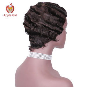 2ND สีน้ำตาลสำหรับพิกซี่วิกผมแท้ยังไม่ได้ทำสี100% บราซิลเลี่ยน<span class=keywords><strong>ผม</strong></span>บ็อบสำหรับผู้หญิงผิวดำผู้ชายนิ้ว<span class=keywords><strong>สั้น</strong></span> - Product Image 5