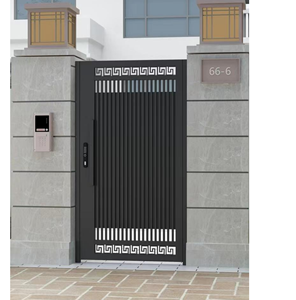 <span class=keywords><strong>Portail</strong></span> de cour en aluminium personnalisable avec finition noire thermolaquée <span class=keywords><strong>et</strong></span> passage piéton <span class=keywords><strong>intégré</strong></span> - Product Image 1