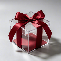 Boîte cadeau en acrylique transparente de haute qualité, boîte de présentation carrée transparente avec couvercle pour la fête des mères, boîte cadeau de Noël